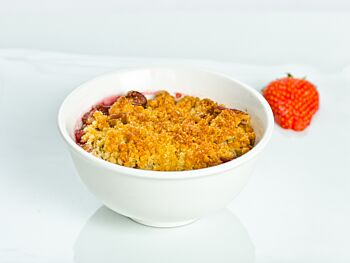 Apple and Rhubarb Crumble with Creme Anglais