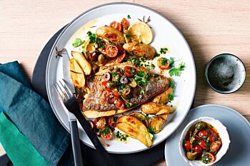 Chicken Cacciatore With Olives and Roasted New Potatoes Menu