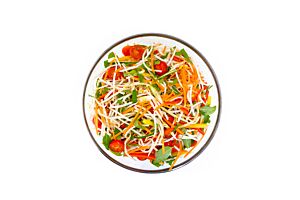 Platter of Oriental Salad with Beansprouts, Peppers, Tomatoes, Lime and Coriander