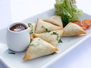 Vegetarian Samosas With Raitha Yoghurt Dip