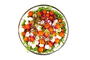 Platter of Baby Mozzarella with Tomatoes and Rocket Salad