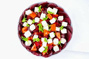 Platter of Beetroot Feta and Tomato Salad