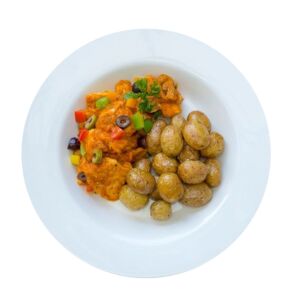 Chicken Cacciatore With Olives and Roasted New Potatoes Menu