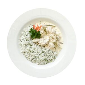 Chicken Fricasse and Rice Menu