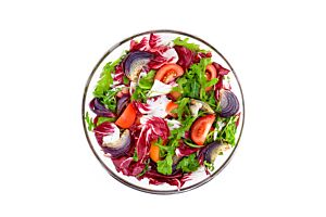 Platter of Rocket, Italian Red Tomatoes, Roasted Onions and Radicchio