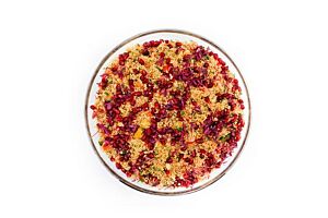 Platter of Couscous Salad with Mixed Peppers and Sparkling Pomegranate